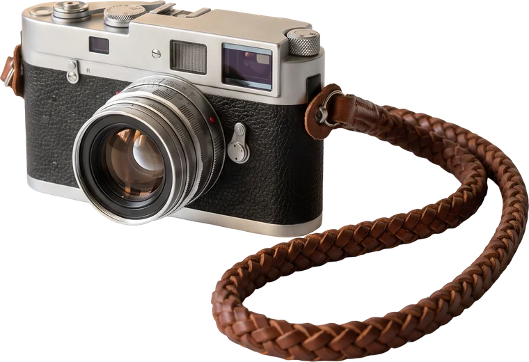 Film camera with leather strap