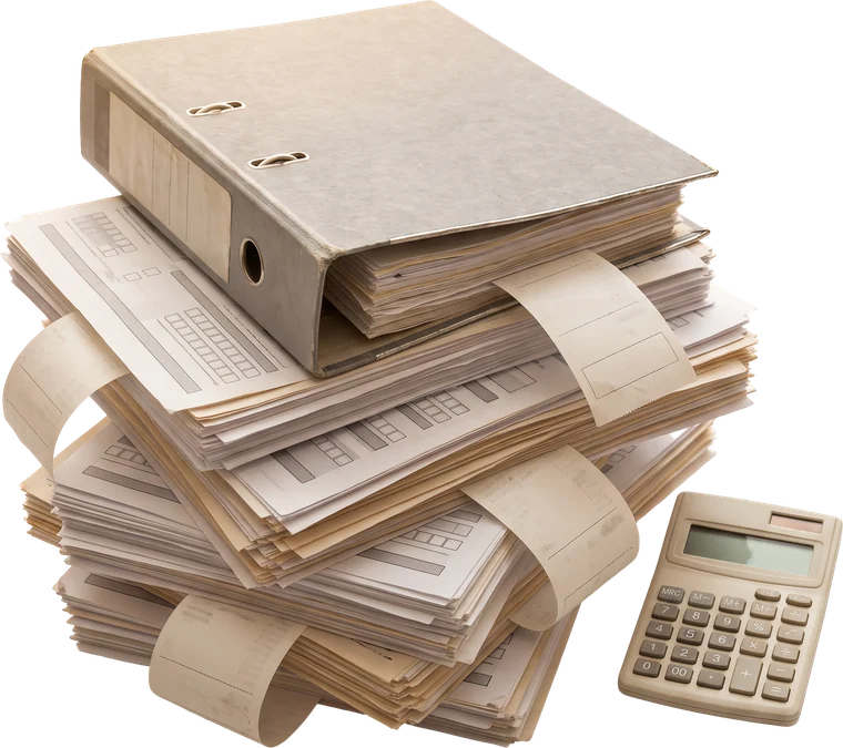 Binders, forms and a calculator